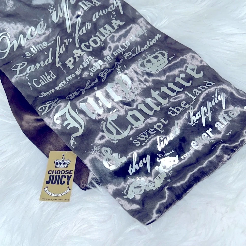 Juicy Couture Vintage Rare crushed velvet scarf with Iconic Fairytale script